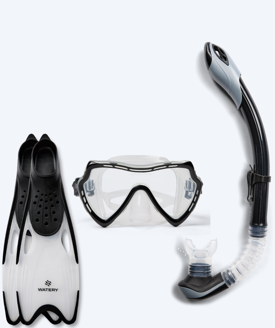 Watery snorkel set for adults (from 15 years) - Nebula/Rilian - Black/black