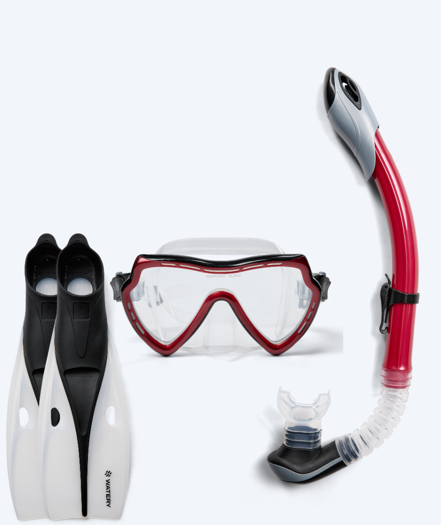 Watery snorkel set for adults (from 15 years) - Nebula/Breeve - Black/Red