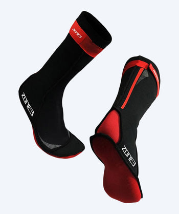 ZONE3 neoprene socks for open water - Neoprene (2mm) - Black/red