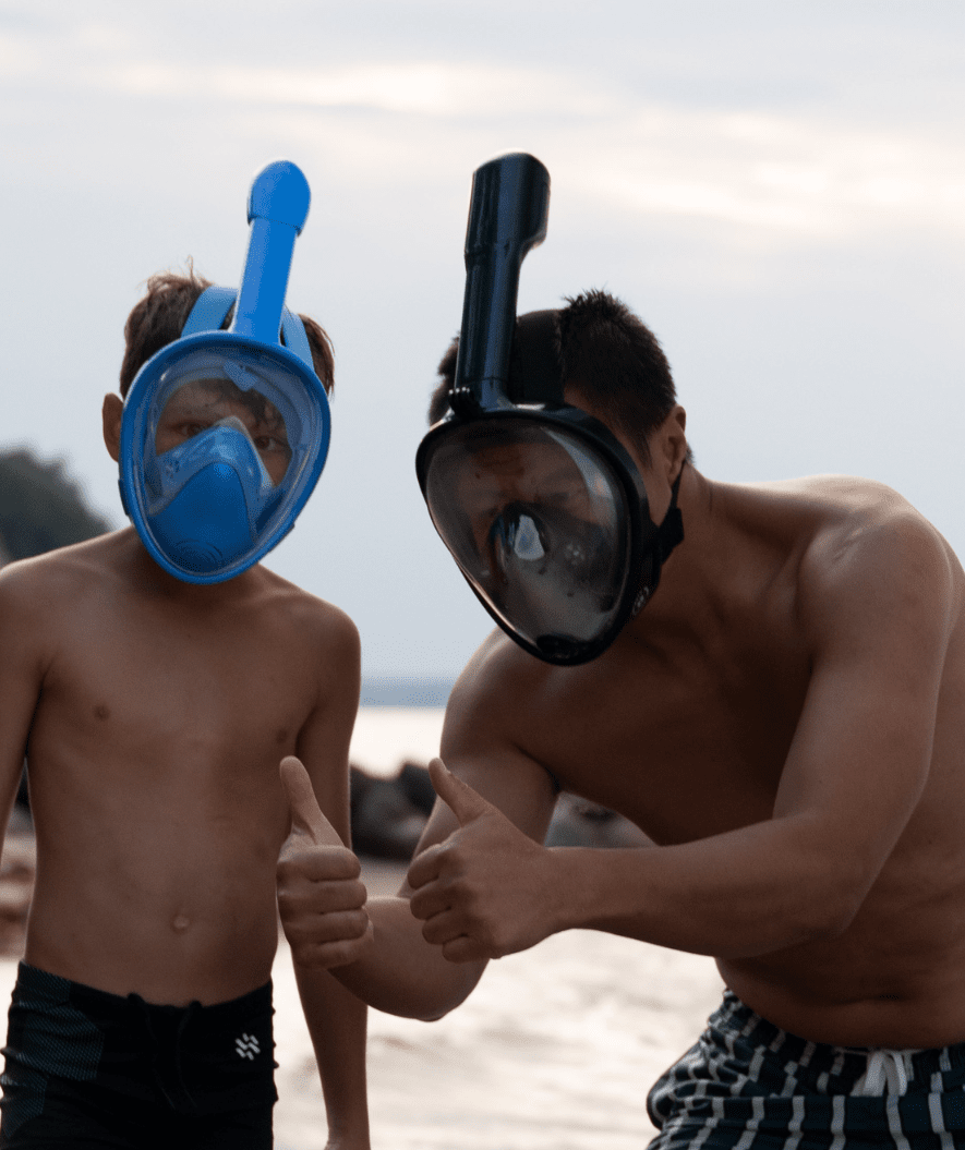 Watery full face diving mask for adults - Oxygen - Black