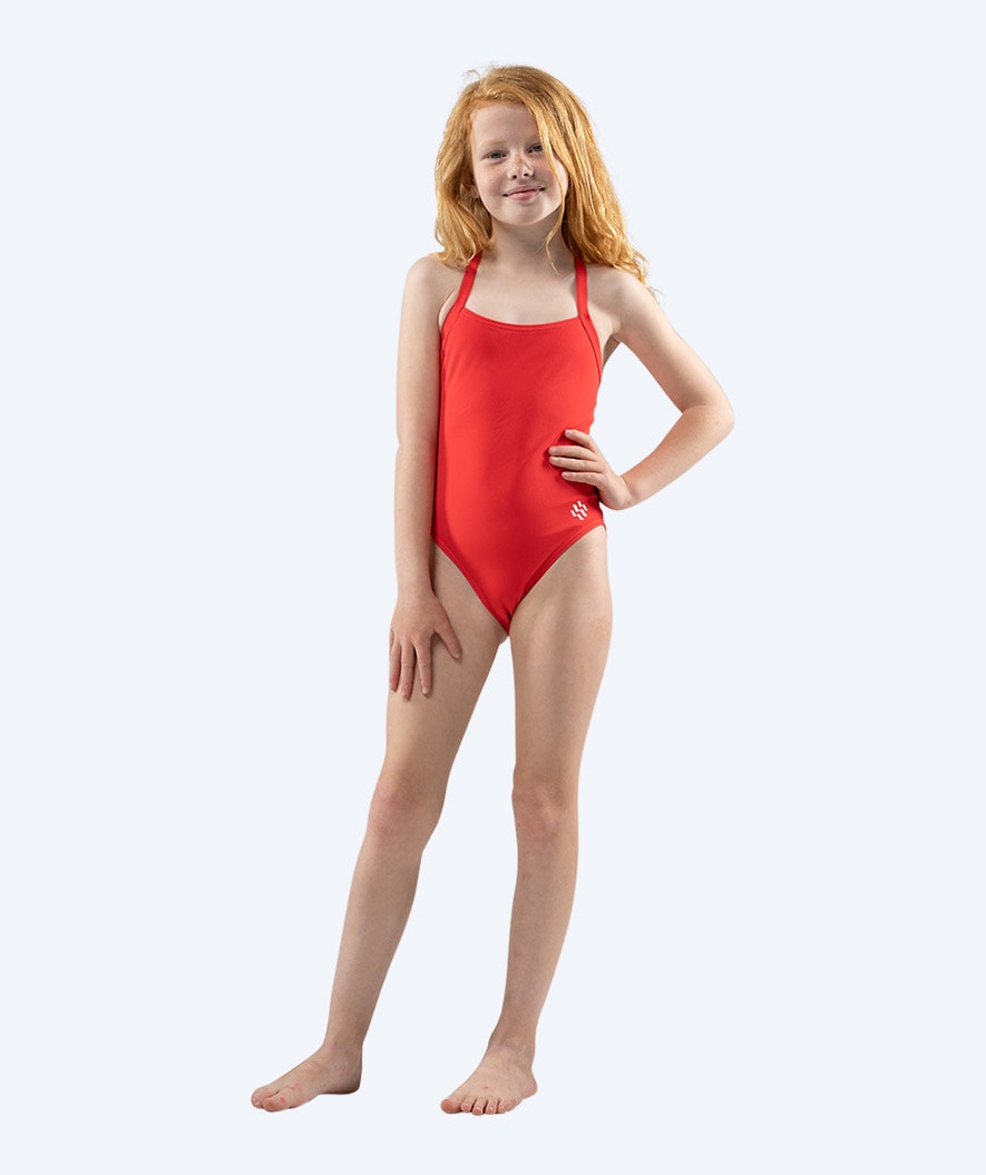 Watery swimsuit for girls - Freestyler Solid - Cherry Red