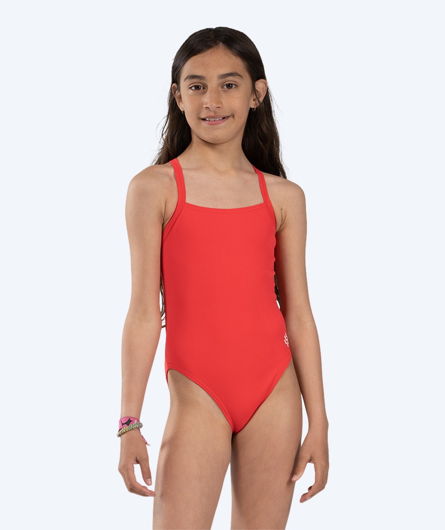 Watery swimsuit for girls - Freestyler Solid - Cherry Red