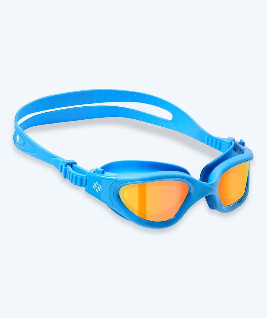 Watery exercise swim goggles - Raven Mirror - Light blue/gold